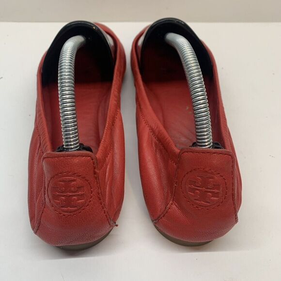 Tory Burch 7 M‎ women’s slip on ballet flat shoes red genuine leather (READ) - Picture 4 of 9
